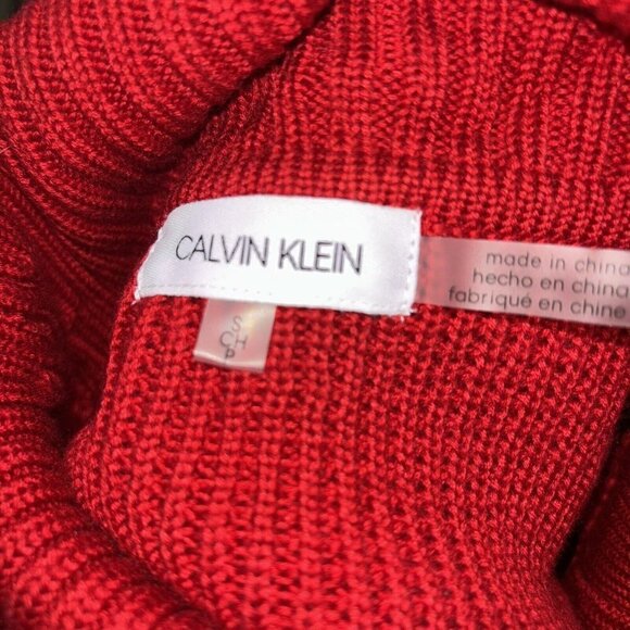 Calvin Klein Women's S Small Cowl Neck Sweater Textured Accent Buttons Red - Picture 7 of 7